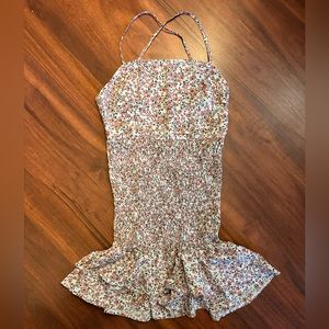 Floral Fitted Sundress, Crisscross Straps Tied in Back, Size 8